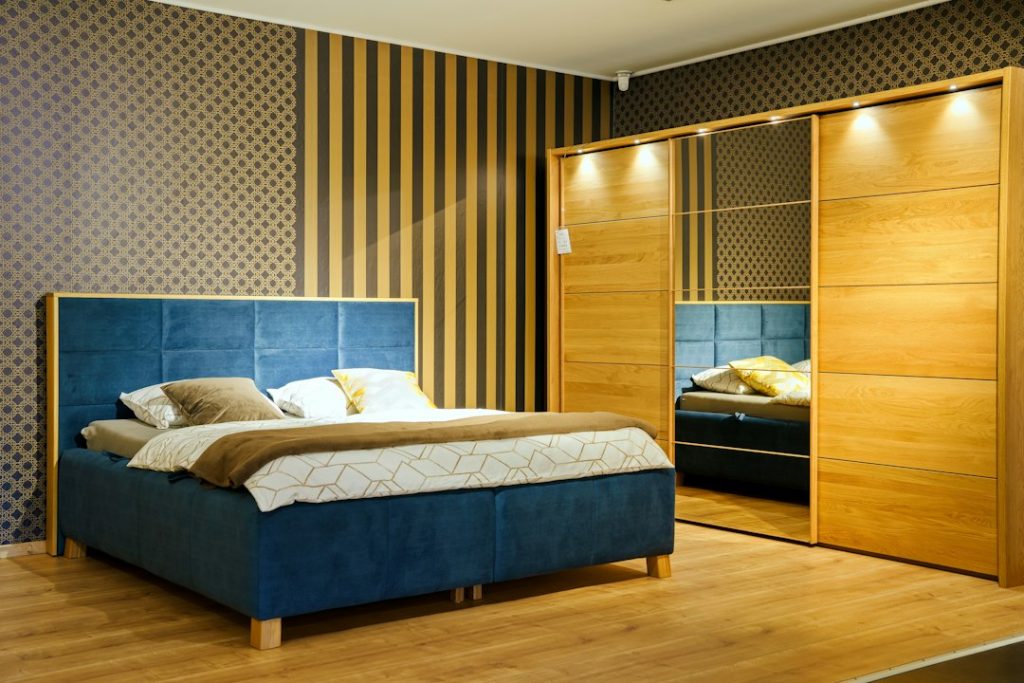 Modern Queen Size Wooden Classic Bed with Side Tables - view 2