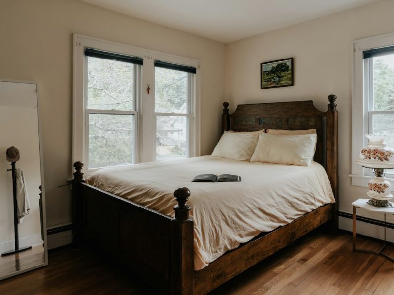 Minimalist Low-Profile Wooden Rustic Bed