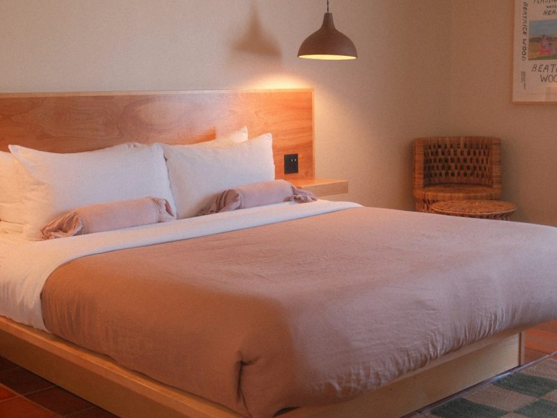 Minimalist Low-Profile Wooden Rustic Bed