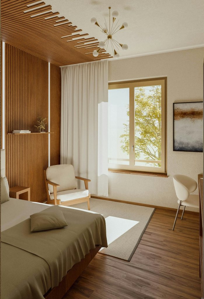 Minimalist Low-Profile Wooden Rustic Bed - view 2